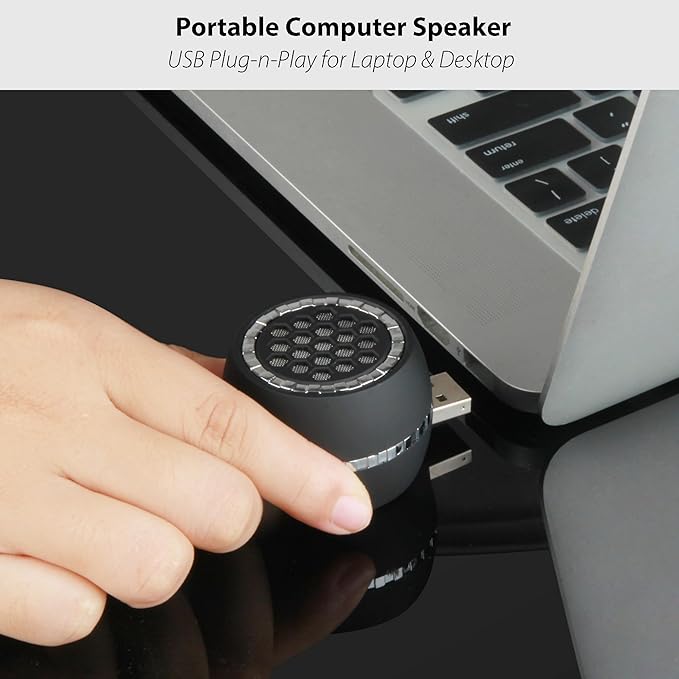 Dual Modes Mini Portable USB Speaker for Computer & Small Bluetooth Speaker for Tablets Smartphone, USB-A Plug-N-Play & Wireless Connection, with 2.6FT Extension Cord, Loud & Crystal Clear Sound