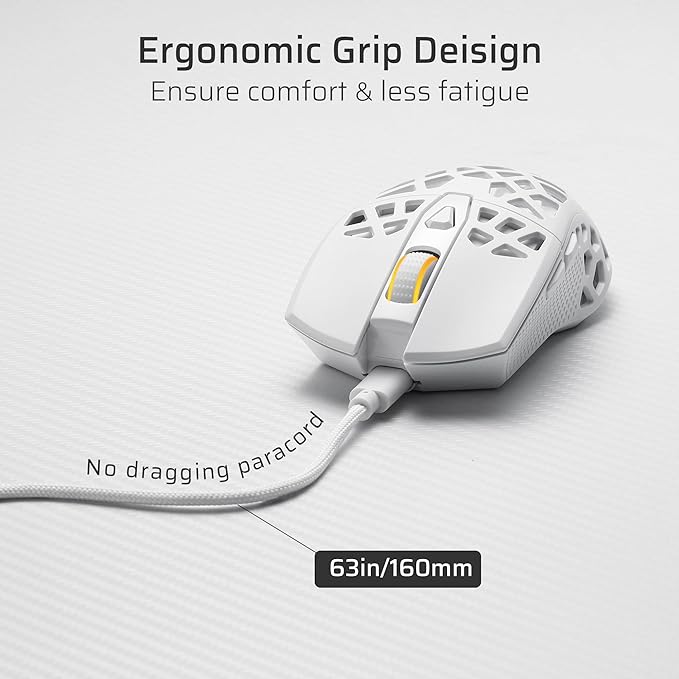 LTC GM023 Tri-Mode Wireless Gaming Mouse, 79g Ultra-Light Honeycomb Ergonomic Gaming Mouse, 2.4Ghz/BT/Wired, 6-Level DPI 8000, 6 Programmable Buttons, Pro Software
