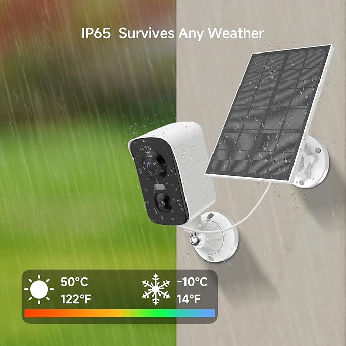 Arenti Solar Camera Outdoor Wireless, 3MP 2K with 340° Pan, PIR Detection, Color Night Vision, 2-Way Audio, Battery with Solar Powered Wireless Cameras for Home Security Outdoor, Works with Alexa