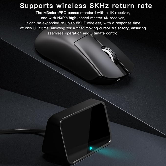 Darmoshark M3microPRO Mini Wireless Gaming Mouse,Tri-Mode 2.4G/USB-C/Bluetooth Mouse Up to 30000DPI,PAW3950 Optical Sensor Lightweight 43g,8 programmable Button,Computer Mouse for PC,Mac-B
