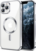 Hython Magnetic Clear for iPhone 11 Pro Max Case with Camera Lens Protector [Compatible with MagSafe] Plating Edge Slim Soft TPU Cover Protective Phone Case for iPhone 11 Pro Max 6.5", Silver