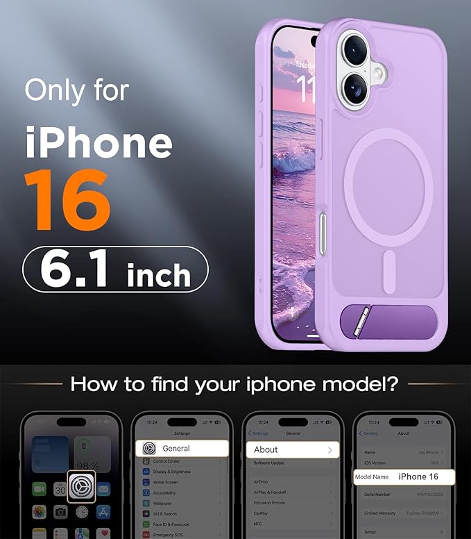 Magnetic Compatible with iPhone 16 Case, [Built-in Invisible Kickstand][Compatible with MagSafe][Military Grade Shockproof] Slim Translucent Matte Phone Case for iPhone 16 6.1"