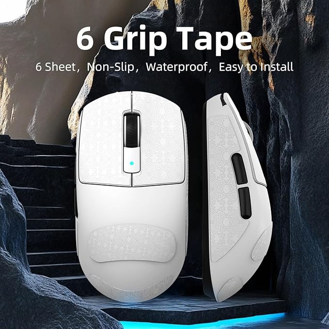 LexonElec Attack Shark R6 Wireless Gaming Mouse Anti-Slip Sticker, Mouse Anti Slip Grip Tape Skins for Sweat Resistant, Elastics Refined Side Grips, Easy to Apply, Ultra-Thin 0.5mm (0.02in) - White