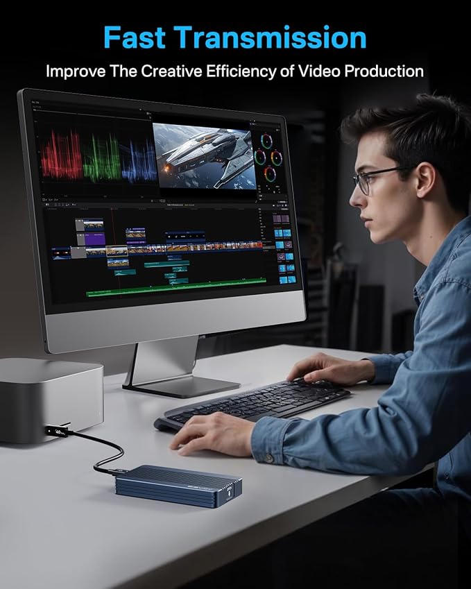 ACASIS 40Gbps M.2 NVMe SSD Enclosure for Thunderbolt 4/3/USB4, with Tool-Free Installation, Aluminum Heat Sink & Noiseless Design, Supports 2280-2230 SSDs for M1/M2 Pro/Max.