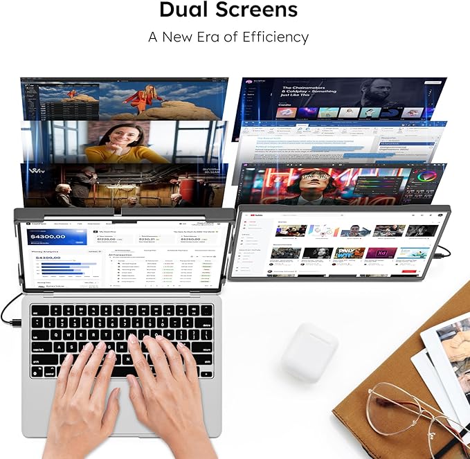 Dopesplay 14.1" FHD 1920x1200 IPS Laptop Extender, 16:10 Matte Dual Monitor for 14-17" Laptops | USB-C/HDMI, Plug-and-Play | Lightweight Foldable | Compatible with Win/Mac/Android/Switch