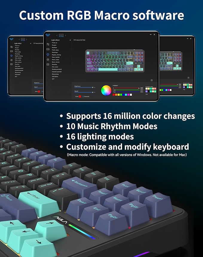 Aula F87 Pro Wireless Mechanical Keyboard, 87-Key TKL Tri-Mode (BT5.0/2.4G/USB-C), Hot Swappable Gasket Mount Keyboard, 4000mAh Battery, RGB Backlit PBT Keycaps Custom Gaming Keyboard for PC Mac