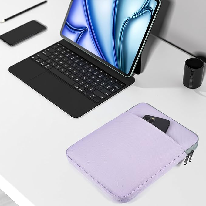 9-11 inch Tablet Sleeve Case for Fire Max 11 Tablet/Kindle Fire HD 10 Plus 10.1", iPad Pro M5 M4 /A16 11-in, iPad Air M2 M3 M4, 10.2 10.5 10.9 iPad Air, Galaxy Tab A9+ Plus, Fit Magic Keyboard -Purple