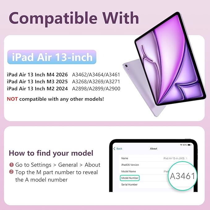 Wenlaty for iPad Air 13 Inch Case M4/M3/M2 (2026/2025/2024) with Pencil Holder, Slim Trifold Stand Protective Cover for iPad Air 13 Case with Clear Transparent Back, Auto Wake/Sleep -BerryPurple