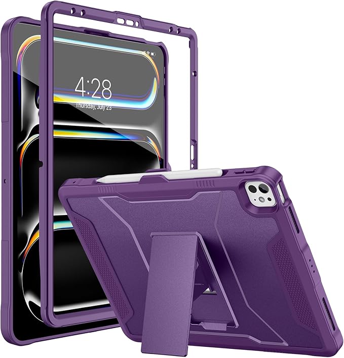 Soke Case for iPad Pro 13 Inch M5/M4 & iPad Air 13 Inch M4/M3/M2(2026/2025/2024), iPad Pro 12.9(2022 2021 2020,6th/5th/4th Gen), Rugged Shockproof Protective Cover - Purple