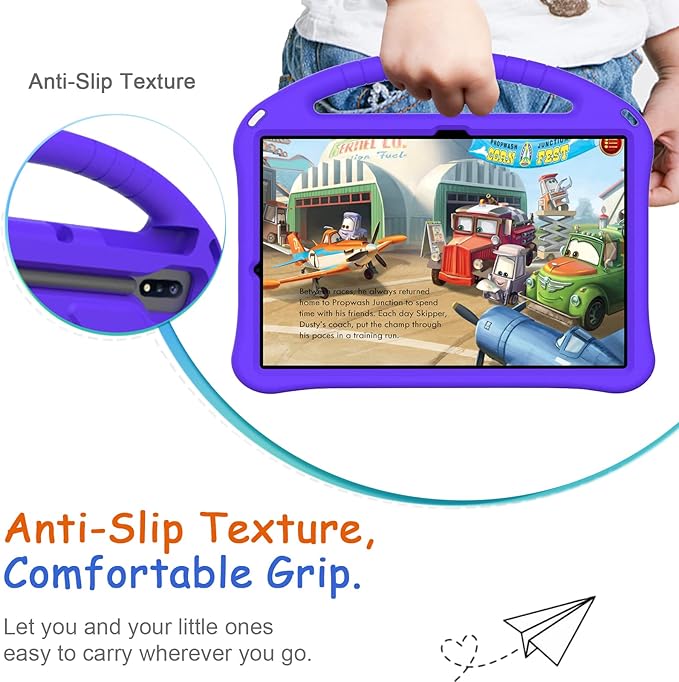 Kids Case for Samsung Galaxy Tab S10 Lite/S10 FE/S9 FE 10.9"/Tab S9/S8/S7 11", Techcircle Light Weight Shock Proof EVA Foam Handle Rugged Stand Protective Case, Purple