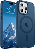 SUPFINE Magnetic for iPhone 15 Pro Case (Compatible with MagSafe) (Military Grade Drop Protection) Translucent Matte Shockproof with Anti-Fingerprint Phone Case,Deep Blue
