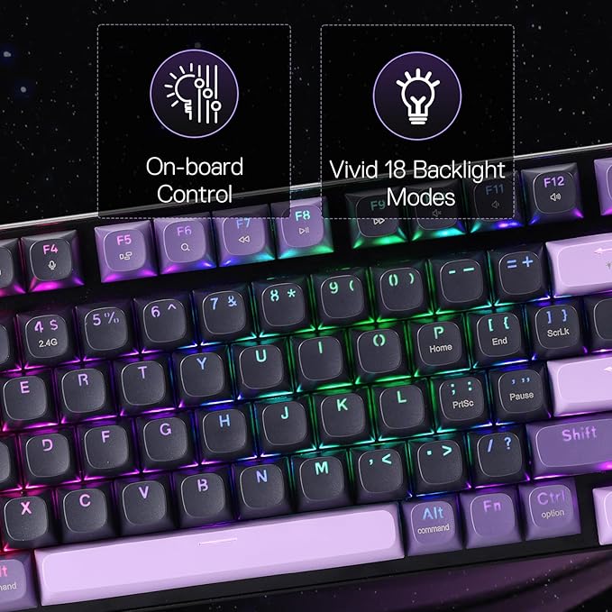 Redragon K740 PRO 98 Keys Wireless RGB Gaming Keyboard, 3-Mode PBT Mechanical Keyboard w/Solid Aluminum Base, Dedicated Knob Control & Hot-Swap Socket, Custom Linear Switch