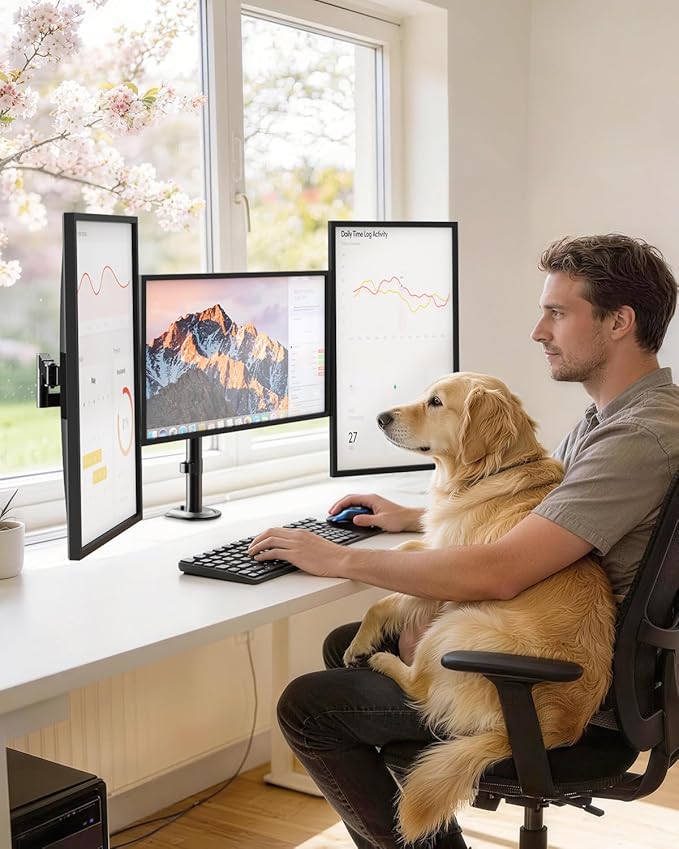Triple Monitor Mount,3 Monitor Desk Mount Fits 13-27 inch Screens,Triple Monitor Stand Fully Adjustable with Cable Management,22 lbs Weight Capacity per Arm,VESA 75/100mm