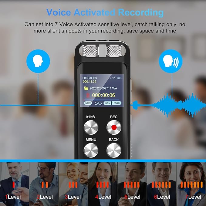 136GB Digital Voice Recorder: Voice Activated Recorders with Playback, Audio Recording Device for Lectures Meetings, Dictaphone Sound Portable Tape Recorder with Password | USB