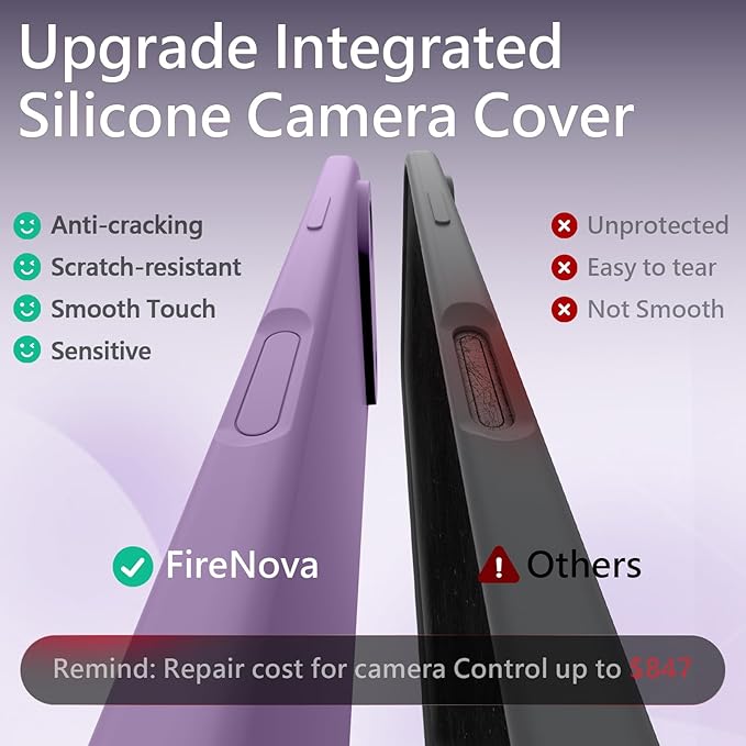 FireNova Magnetic for iPhone Air Case, Compatible with MagSafe, [Integrated Silicone Camera Control Button] [Camera Protection] Microfiber Lining Phone Case for iPhone 17 Air, 6.5", Light Purple