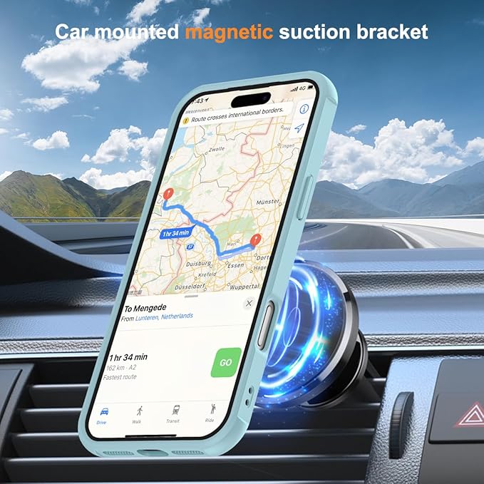SKYLMW Compatible with iPhone 17 Pro Case with Invisible Magnetic O-Ring Stand Military-Grade Translucent Phone Case for iPhone 17 Pro 6.3" [Compatible with Mag-Safe][Great Grip Feeling], Blue