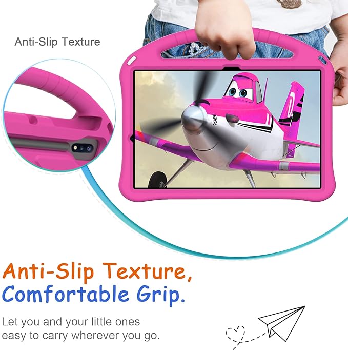 Kids Case for Samsung Galaxy Tab S10+/S9+/S8+/S7 FE/S7+/S9 FE+ 12.4", Techcircle Light Weight Shock Proof EVA Foam Handle Rugged Stand Protective Case for Galaxy Tab S9 FE Plus/S10 Plus 2024, Rose