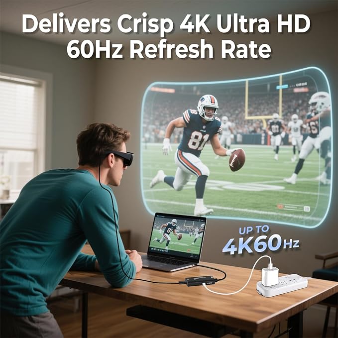 Guermok HDMI to USB C Video Display Adapter, 4.9ft AR Glasses Hub, 4K@60Hz HDMI Male to USBC Female for XREAL One/Air 2 Pro/RayNeo/Rokid, Switch 2/1, Xbox1, PS4/5, Portable Monitors, Black