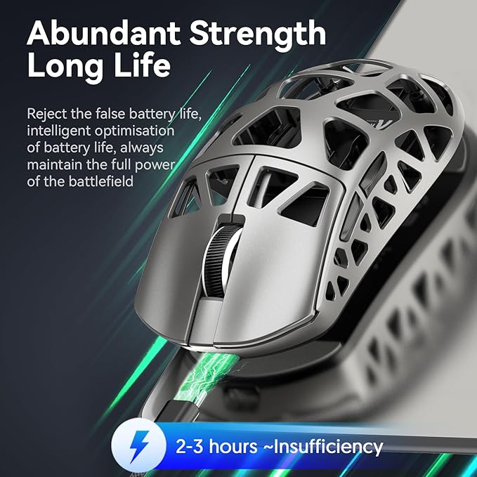 ATTACK SHARK R3 46g Superlight Wireless Gaming Mouse, Magnesium Alloy BT/2.4Ghz/Wired Computer Mouse, PAW3395 26K DPI Sensor, 8000Hz Wireless Polling Rate Programmable Mice for PC/Laptop/Mac (Grey)