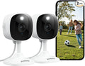 AOQEE 2K Cameras for Home Security-Outdoor/Indoor Camera for Dog/Cat/Pet/Nanny/Baby/Elderly, Color Night Vision, White Light, Siren, 24/7 SD Recordings, Works with Alexa, Plug in (C1-White-2pack-2.4G)