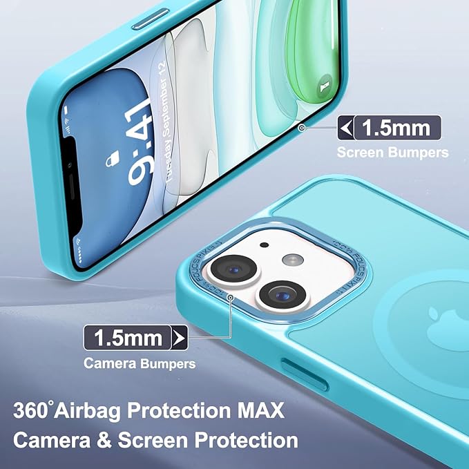 Newfuture Designed for iPhone 11 Case with Strong Magnetic [13 FT Military Drop Protection] [Compatible with Magsafe] Slim Translucent Matte Shockproof with Anti-Fingerprint Phone Case, Lake Blue
