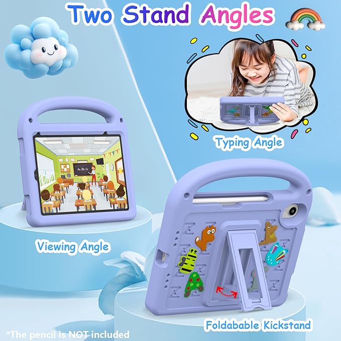Kids Case for iPad mini 7(A17 Pro) 2024/iPad Mini 6 2021 8.3 Inch, with Built-in Pencil Holder/Anti-Slip Handle/Foldable Stand, Shockproof Protective iPad mini 7th/6th Generation Case 8.3 Inch