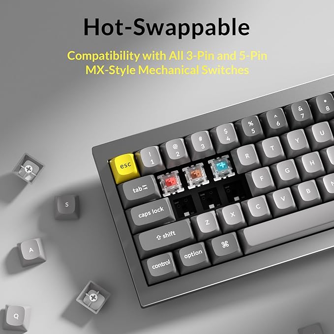Keychron Q4 Wired Custom Mechanical Keyboard, 60% Layout QMK/VIA Programmable Macro with Hot-swappable Gateron G Pro Red Switch Double Gasket Compatible with Mac Windows Linux (Gray)