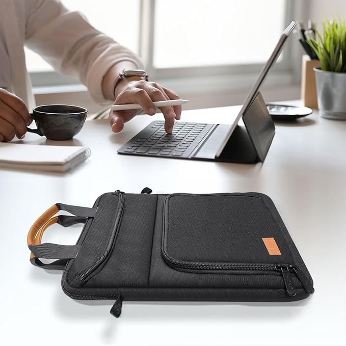MoKo 9-11 Inch Tablet Sleeve Bag Carrying Case Fits New iPad Air/iPad Pro 11 inch 2024, iPad Air 5 10.9, iPad 10th 10.9, iPad 9/8th 10.2, Tab S8/S9 11, with Shoulder Strap, Handle and Pockets, Black