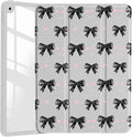 JOYLAND Cute Y2K Black Bow Case for iPad Pro 11" 4th/3rd/2nd/1st Generation (2022/2021/2020/2018), Girly Clear Acrylic Hard Back Grey Case with Pencil Holder Trifold Stand Tablet Cover
