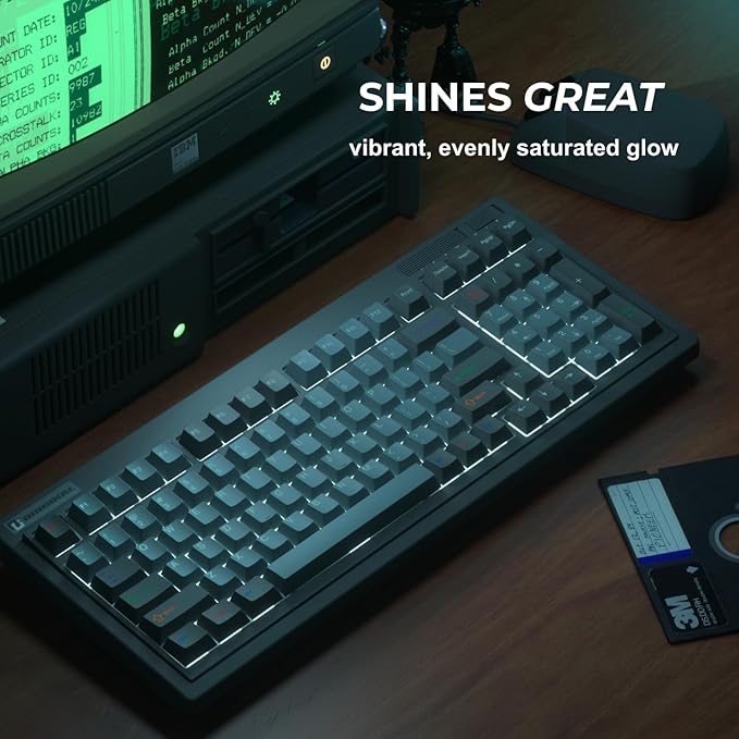 FL·ESPORTS OG98 Tri-Mode Retro Mechanical Keyboard, 96% Gasket Mount Hot Swappable Gaming Keyboard, PBT Keycaps, 4000mAh for Mac/PC - Pre-lubed Creamy Linear Switches | Black