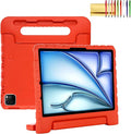 Dteck Kids Case for iPad Air 11" M2 2024, iPad Pro 11" Case 2024, Lightweight Shockproof Rugged EVA Kids Friendly Handle Kickstand Child Proof Protective Case with Pencil Holder, Red
