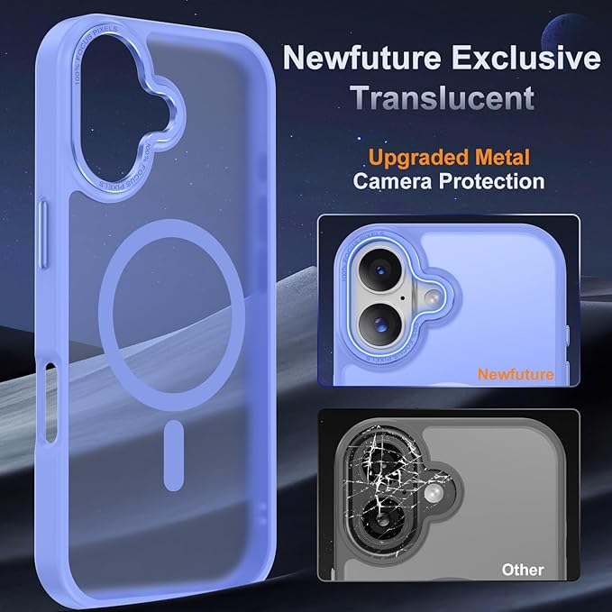 Newfuture Magnetic for iPhone 17 Case [Compatible with Magsafe] [Military Grade Drop Protection] Translucent Matte Anti-Scratch Shockproof Protective Phone Cover 6.3 Inch, Light Purple