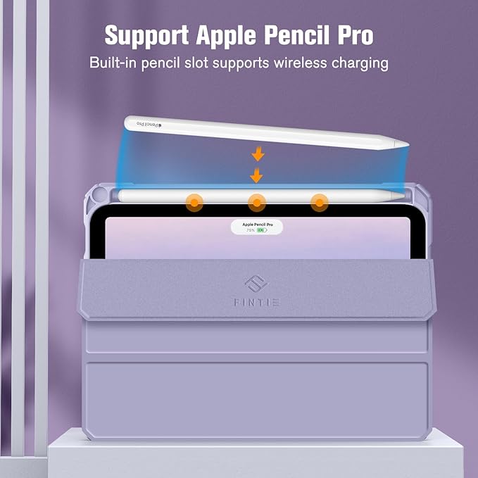 Fintie Hybrid Slim Case for iPad Mini 7 (A17 Pro, 7th Generation) 2024 / iPad Mini 6 (6th Gen) 8.3 Inch, [Built-in Pencil Holder] Shockproof Cover Clear Transparent Back Shell, Lilac Purple
