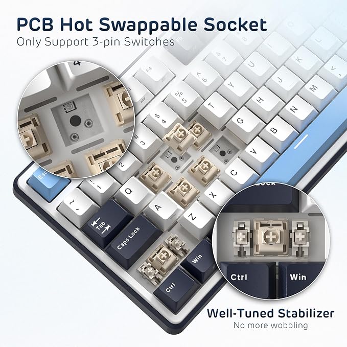 RK ROYAL KLUDGE X104 Full Size Mechanical Keyboard, Wired Creamy Gaming Keyboard with Number Pad and Knob,104 Keys Computer Keyboard Silent Switch,RGB Backlit,Online Software for Wins/Mac