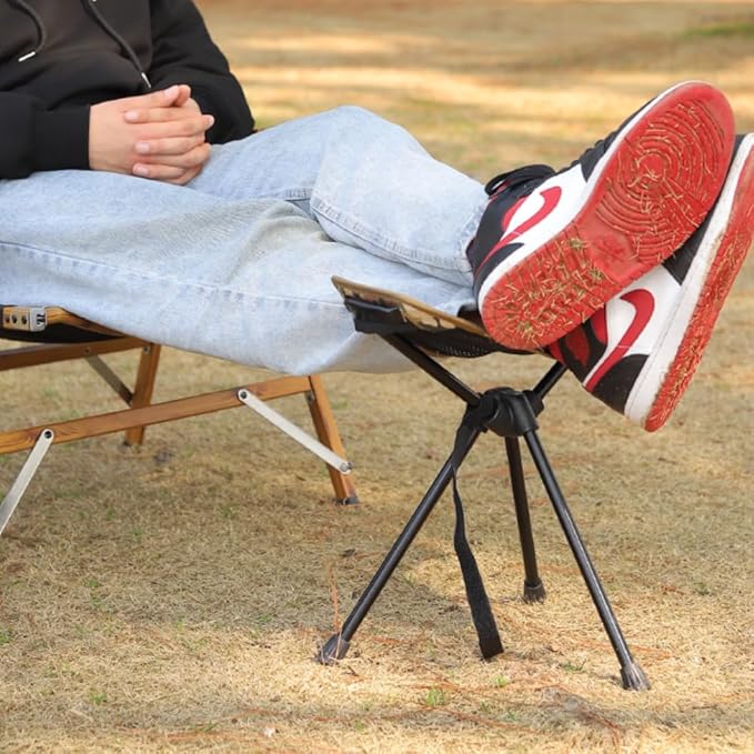 Universal Camping Chair Foot Rest - Folding Leg Rest for Outdoor, Foot Rest Under Desk at Home/Office & Foot Rest for Air Travel, Adjustable Height Sturdy Camp Footstool for Beach, Picnic, Hammock