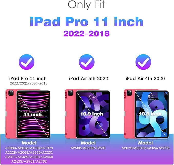 DTTO for iPad Pro 11 inch 4th/3rd/2nd/1st Generation 2022/2021/2020/2018 Case, Smart Slim Trifold Stand Soft TPU Back Cover with Built-in Pencil Holder, Also Fit iPad Air 5/4,Red Marble
