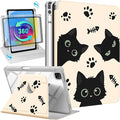 Uppuppy for iPad Air 13 inch Case(Air M4 2026/M3 2025/M2 2024), for iPad Pro 12.9 Case(6th/5th/4th/3rd/2nd/1st Gen) - 360 Rotating Smart Folio Cover with Pencil Holder for Women Girls, Black Cats