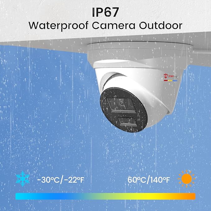 Anpviz 4K PoE IP Camera Outdoor, 8MP Smart Dual Light Turret Camera, Human/Vehicle Detection, 2.8mm Lens Wide Angle, Full Metal Housing, Built-in Mic, 120dB WDR, IP67, No Adapter, IPC-D3083WD-S