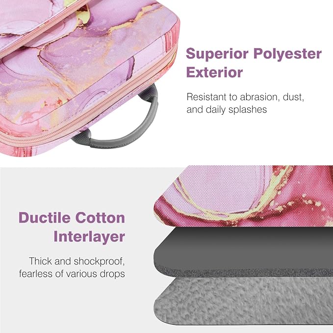 Dadanism 9-11 Inch Tablet Sleeve Bag Carrying Case with Shoulder Strap for iPad (A16) 11", iPad 10th Gen 10.9", iPad Air M4/Pro M5 11", iPad 9/8/7th 10.2", Galaxy Tab A11+ Plus 11", Cloudy Pink