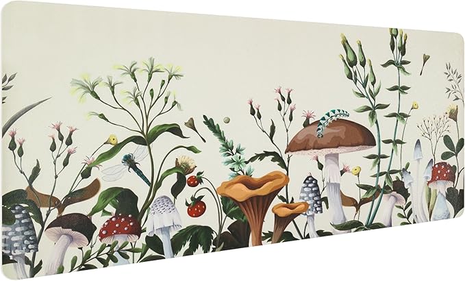 Bloss Mushroom Desks Pad, Clearance Overstock Limited Stock Discontinued Size 31.5" x 15.7" Large Leather Mouse Pad for Desktop, Desk Mat for Keyboard and Mouse,Waterproof Computer Laptop Desk Mat
