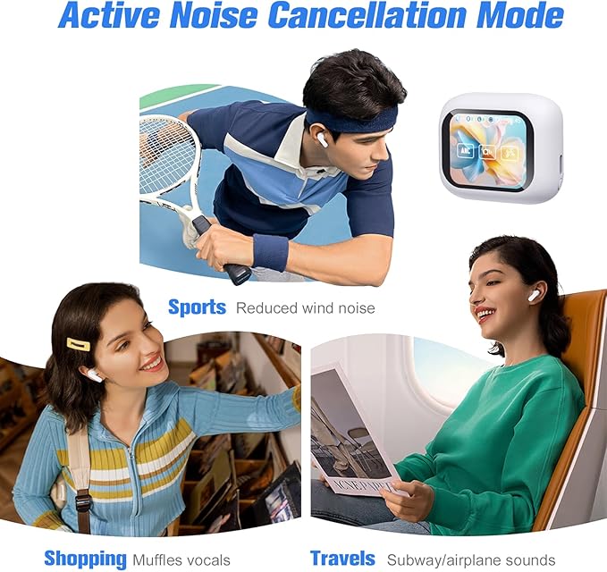 Active Noise Cancelling Smart Touch Screen Earbuds ANC Earphones Wireless Blue Tooth Ear Buds Head Phones Bluetooth In-Ear Headphones TWS True Wireless Earbuds for iPhone Android with Mic Touchscreen