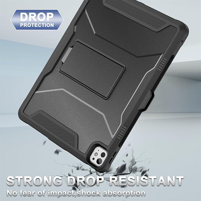 Soke Case for iPad Pro 13 Inch M5/M4 & iPad Air 13 Inch M4/M3/M2(2026/2025/2024), iPad Pro 12.9(2022 2021 2020,6th/5th/4th Gen), Rugged Shockproof Protective Cover - New Black