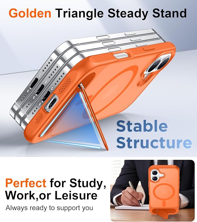 Magnetic Compatible with iPhone 16 Plus Case, [Built-in Invisible Kickstand][Compatible with MagSafe][Military Grade Shockproof] Slim Translucent Matte Phone Case for iPhone 16 Plus 6.7"
