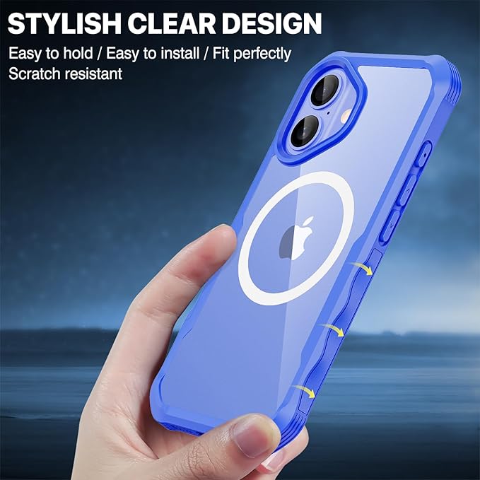 CENHUFO Magnetic Privacy for iPhone 16 Plus Case [Compatible with Magsafe] Full Body Phone Case Built-in 9H Tempered Glass Privacy Screen Protector and Camera Lens Cover, Shockproof Bumper -Light blue