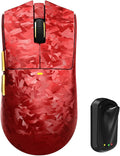 ATTACK SHARK X11 Ultra 8K Carbon Fiber Wireless Gaming Mouse with 42000 DPI-PAW3950 MAX Sensor-63g Lightweight,Nordic 54L15 MCU Chip,Wired/BT/2.4Ghz,100 Million Clicks,Programmable for PC Mac FPS(Red)