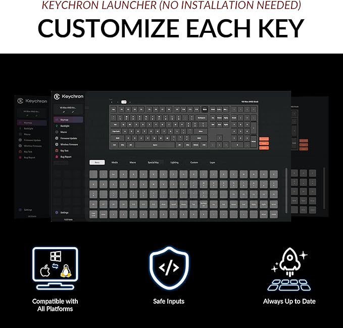 Keychron V6 Max Wireless Custom Mechanical Keyboard, 2.4 GHz Bluetooth 5.1 QMK Full-Size Layout with Hot-swappable Gateron Banana Switch RGB Backlight Compatible with Mac Windows Linux