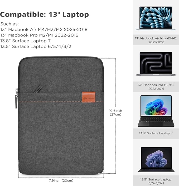 NIDOO 13 Inch Laptop Sleeve Case Protective Carrying Bag Computer Cover for 13.6" 13" MacBook Air/ 14" MacBook Pro/Surface Laptop 7/ ThinkPad X13 L13 E14 L14 T14s/ Yoga 7/ ThinkBook 14/13.4" XPS 13