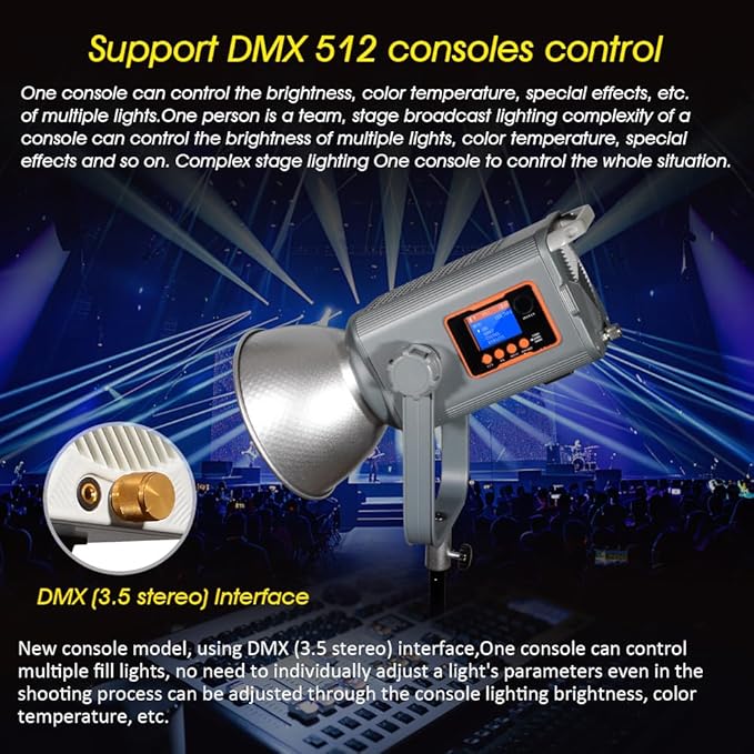 300W Bi-Color LED Spotlight-2700K-6500K Adjustable CRI 96,DMX/App Control,Led Video Light Bowens Mount for Photography/Videography/YouTube/TikTok Content Creation & Live Streaming (Silver)