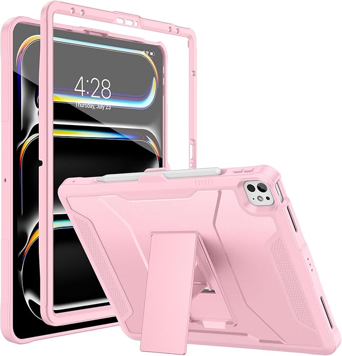 Soke Case for iPad Pro 13 Inch M5/M4 & iPad Air 13 Inch M4/M3/M2(2026/2025/2024), iPad Pro 12.9(2022 2021 2020,6th/5th/4th Gen), Rugged Shockproof Protective Cover - Pink
