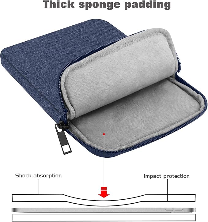 MoKo 12.9 Inch Laptop Sleeve Case Fits 13 Inch New iPad Pro M4 & Air M2 2024, iPad Pro 12.9 M2&M1, Galaxy Tab S8+/S9+ 12.4, Polyester Bag Fit with Apple Pencil or Smart Keyboard, Navy Blue